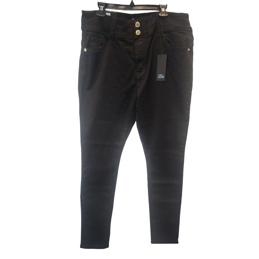 Chic Denim Asha High Rise Skinny Black Jeans Women's Size 18R